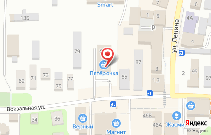 Продуктовый магазин Пятёрочка на Вокзальной улице на карте