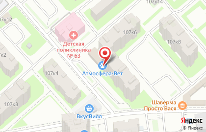 Ветеринарная клиника Атмосфера-Вет на улице Первого Мая в Парголово на карте