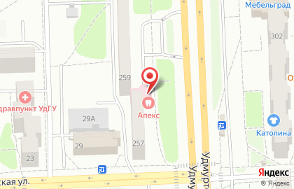 Центр профессиональной стоматологии Апекс на Удмуртской улице на карте
