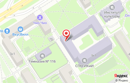 СПбГУКИ, Санкт-Петербургский государственный университет культуры и искусств на Ланском шоссе на карте