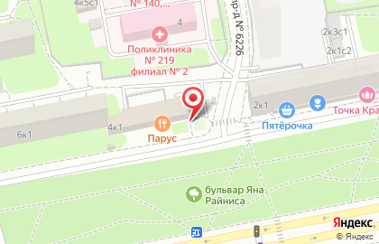 Магазин колбасных изделий на бульваре Яна Райниса на карте
