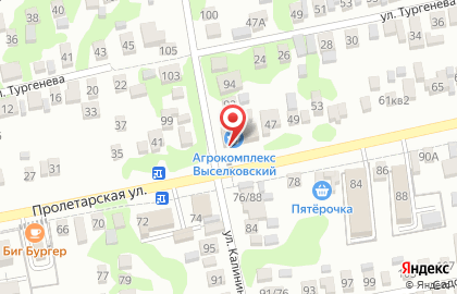 Продовольственный магазин Агрокомплекс Выселковский на Пролетарской улице на карте
