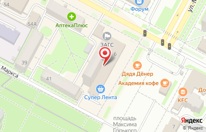 Сеть супермаркетов Холидей Классик на улице М.Горького на карте