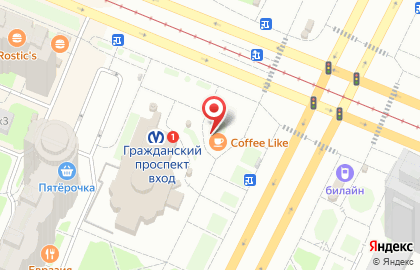 Кофе-бар Coffee like на Гражданском проспекте на карте