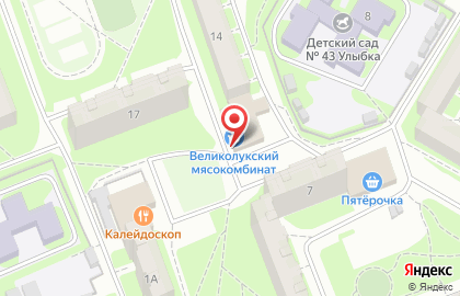 Магазин мясной продукции Великолукский мясокомбинат на Звёздной улице на карте