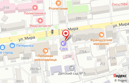 Агентство по продаже билетов и бронированию номеров ПОЛЕТ на улице Мира на карте