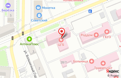 Поликлиника №1 в Берёзовском на карте