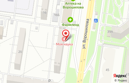 Ареал на улице Ворошилова на карте