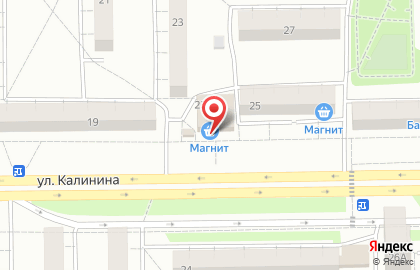 Супермаркет Магнит на улице Калинина, 23а в Салавате на карте