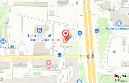 Бистро и магазинов Блинчик в Коминтерновском районе на карте