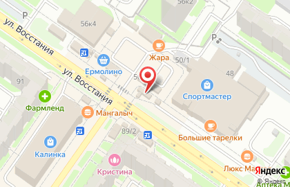 Киоск по продаже хлебобулочных изделий на улице Восстания на карте