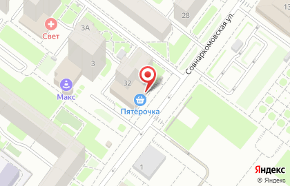 Супермаркет Пятёрочка на Совнаркомовской улице на карте