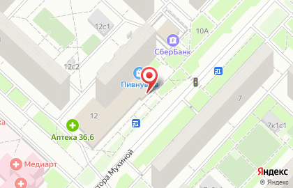 Супермаркет Перекрёсток на улице Скульптора Мухиной на карте