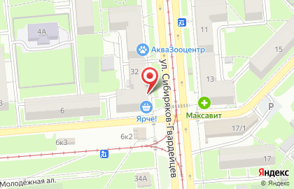 Сеть супермаркетов Миниквартал на улице Сибиряков-Гвардейцев на карте