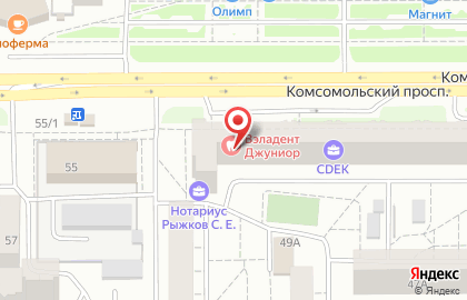 Стоматологическая клиника Стомпрактика.рф на Комсомольском проспекте на карте