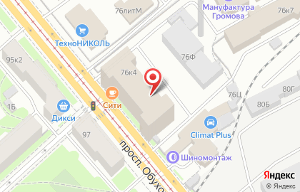 Фасады Петербурга на проспекте Обуховской Обороны на карте