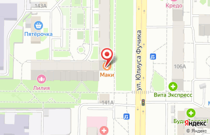 Суши-бар Маки на улице Юлиуса Фучика на карте
