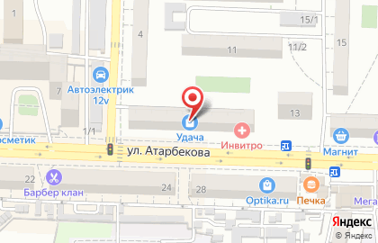 Магазин товаров для детей Всезнайка на улице Атарбекова, 9 на карте