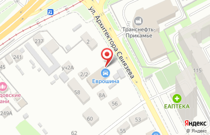 Склад-магазин шин и дисков Еврошина на улице Архитектора Свиязева на карте