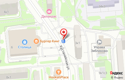 Киоск по продаже мороженого, район Зябликово на Кустанайской улице на карте