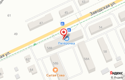 Супермаркет Пятерочка на Заводской улице на карте