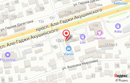 Шинный центр Vianor на проспекте Али-Гаджи Акушинского на карте