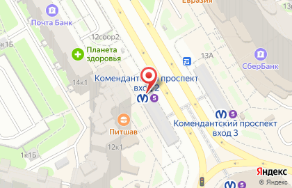 Банкомат Банк Санкт-Петербург на Комендантском проспекте, 12 лит а на карте