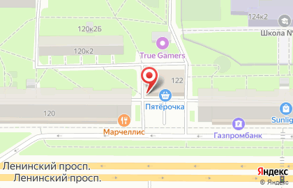 Супермаркет Пятёрочка на метро Ленинский проспект на карте