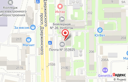 Почтовое отделение №25 на проспекте Дзержинского на карте