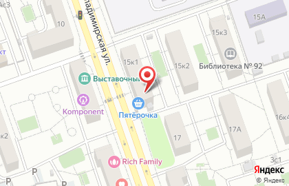 Супермаркет Пятёрочка на 1-й Владимирской улице на карте