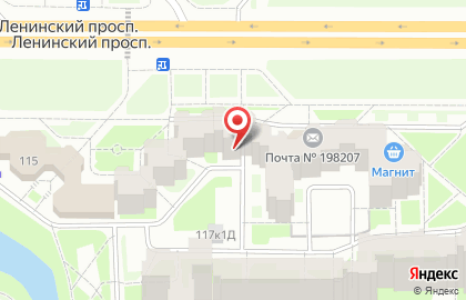 Продовольственный магазин на проспекте Ветеранов на карте