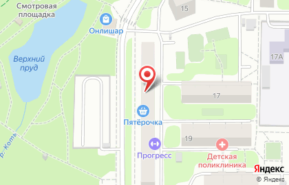 Супермаркет Пятёрочка на улице Академика Лаврентьева, 21 в Долгопрудном на карте