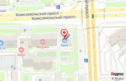 Супермаркет Spar на Комсомольском проспекте на карте