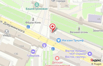 Динамо на улице Дзержинского на карте