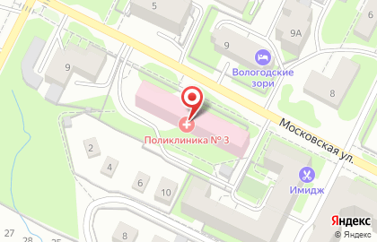 Детская поликлиника №4 Вологодская городская поликлиника №3 на Московской улице на карте