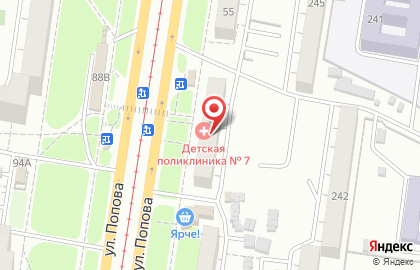Детская городская поликлиника №7 на улице Попова на карте
