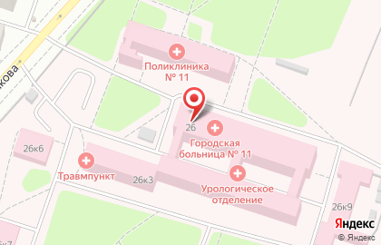 Городская больница №11 в Рязани на карте