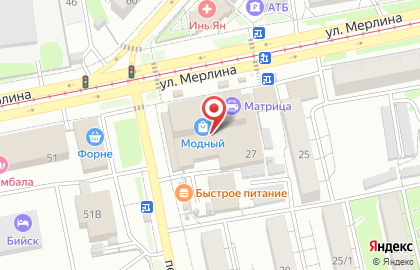 Магазин кондитерских изделий на улице Петра Мерлина на карте