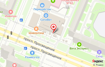 Продуктовый магазин Белорусский дворик на проспекте Просвещения на карте