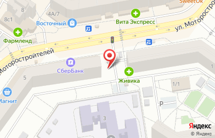 Киоск по продаже фруктов и овощей на улице Моторостроителей на карте