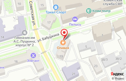Кафе Оливия на Советской улице на карте