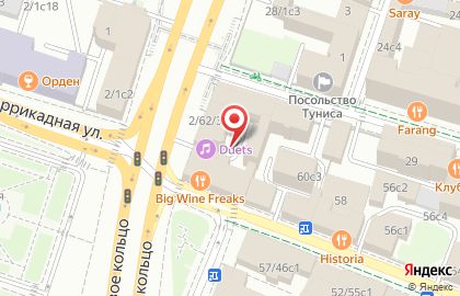 Караоке-ресторан DUETS на Баррикадной на карте