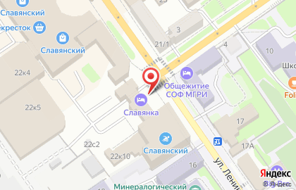 Гостиница Славянка на улице Ленина на карте