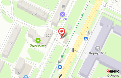 Магазин Возрождение села на проспекте Строителей на карте