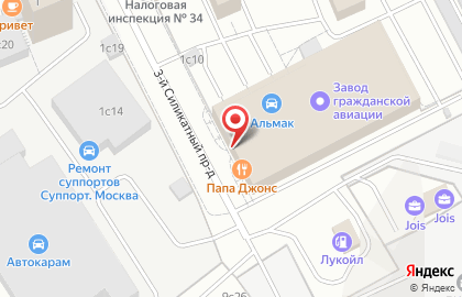 Пиццерия Папа Джонс на проспекте Маршала Жукова, 1 стр 1 на карте