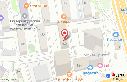 Общежитие УГЛТУ в Екатеринбурге на карте