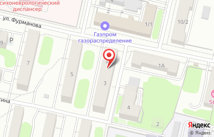 Общежитие ТГМА на улице Фурманова на карте