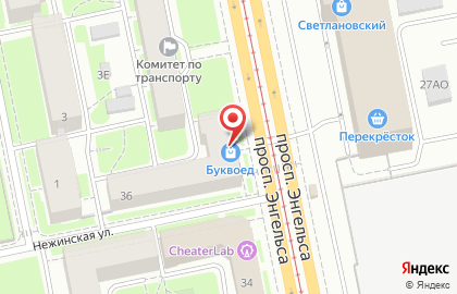 Книжно-канцелярский магазин Буквоед в Выборгском районе на карте