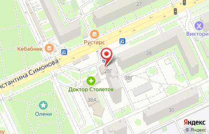 Ресторан быстрого обслуживания Жар-Пицца на улице Константина Симонова на карте