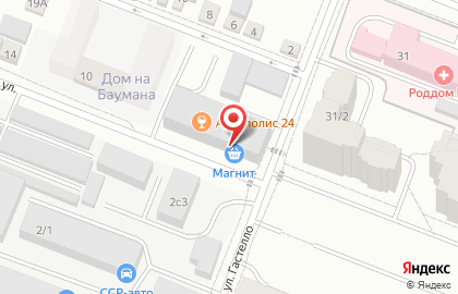 Супермаркет Магнит у дома на улице Гастелло на карте